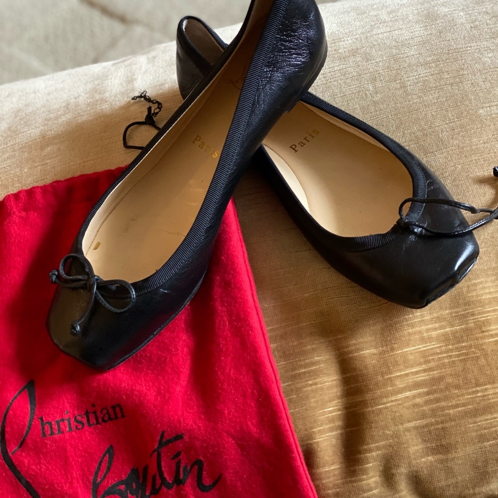 Louboutin Paris ballet flats in black leather